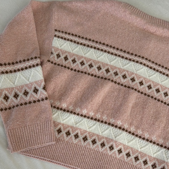 Aerie fuzzy Pink Patterned Women's Sweater - Picture 9 of 14